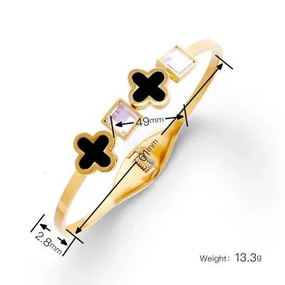 Women Fashion Electroplated Four-Leaf Clover Non-Fading Stainless Steel Bracelet