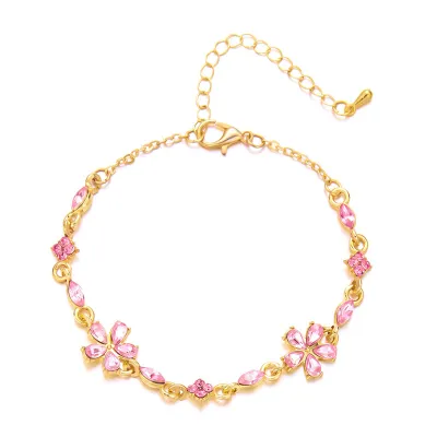 Women's Fashion Elegant Rhinestone Floral Bracelet