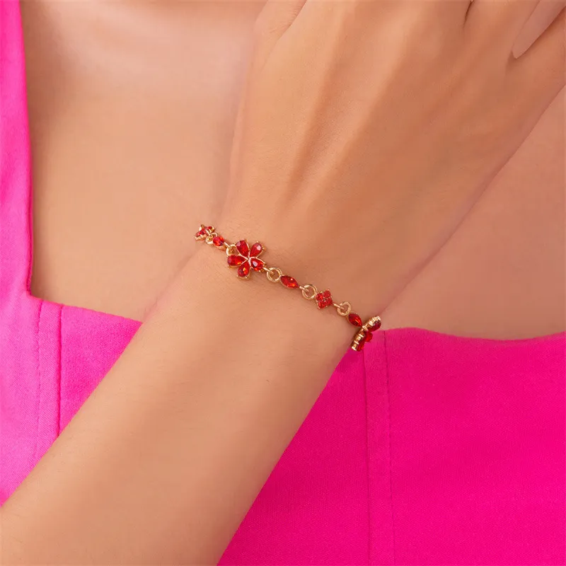 Women's Fashion Elegant Rhinestone Floral Bracelet