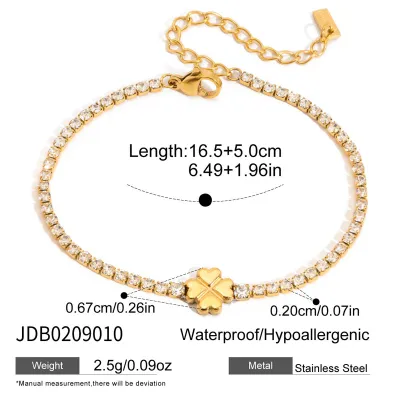 Women's Light Luxury Rhinestone Chain Bracelet Stainless Steel Floral Jewelry