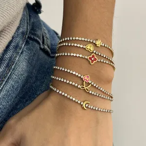 Women's Light Luxury Rhinestone Chain Bracelet Stainless Steel Floral Jewelry