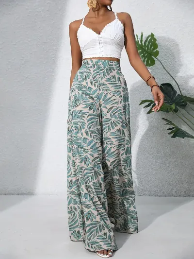 Vacation Summer Women'S Casual Printed Wide-Leg Pants