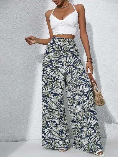 Vacation Summer Women'S Casual Printed Wide-Leg Pants