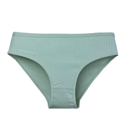 Women Fashion Sexy Simple Solid-Color Ribbed Underwear