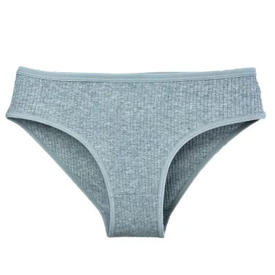 Women Fashion Sexy Simple Solid-Color Ribbed Underwear