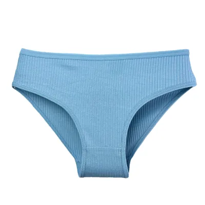Women Fashion Sexy Simple Solid-Color Ribbed Underwear