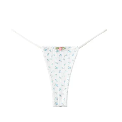 Women Fashion Sexy Flower Printed Stretch Thong