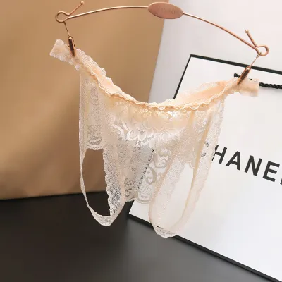 Women Fashion Sexy Solid Color Lace Open-Crotch Underwear