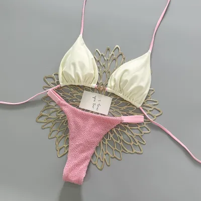 Women Fashion Pink White Color Bikini