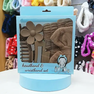 Women Fashion Plaid Bowknot Hair Band Hair Clip Rubber Band 16-Piece Set