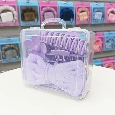 Women Fashion Plaid Bowknot Hair Band Hair Clip Rubber Band 16-Piece Set