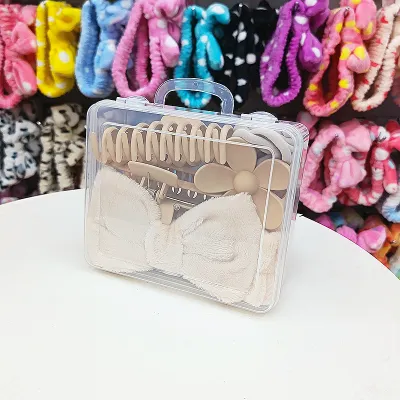Women Fashion Plaid Bowknot Hair Band Hair Clip Rubber Band 16-Piece Set