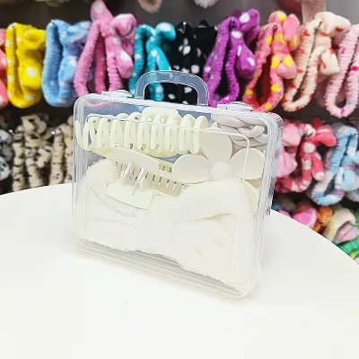 Women Fashion Plaid Bowknot Hair Band Hair Clip Rubber Band 16-Piece Set