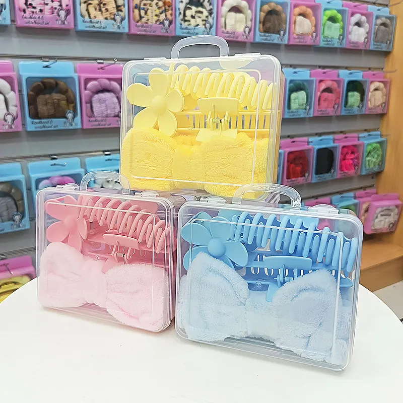 Women Fashion Plaid Bowknot Hair Band Hair Clip Rubber Band 16-Piece Set