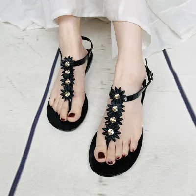 Women's Summer Sexy Floral PVC Sandals Flat Low Top Plus Size
