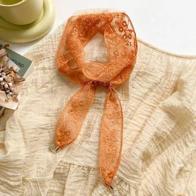 Women's Fashion Solid Color Lace Long Hollow Hair Band