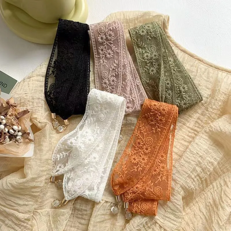 Women's Fashion Solid Color Lace Long Hollow Hair Band