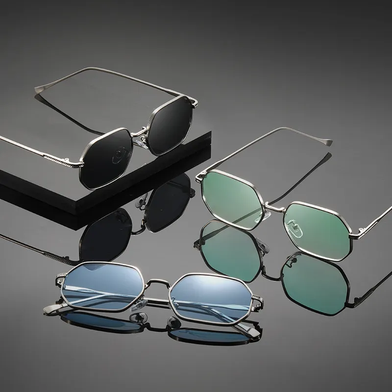 Men's Small Frame Polygonal Metal Sunglasses