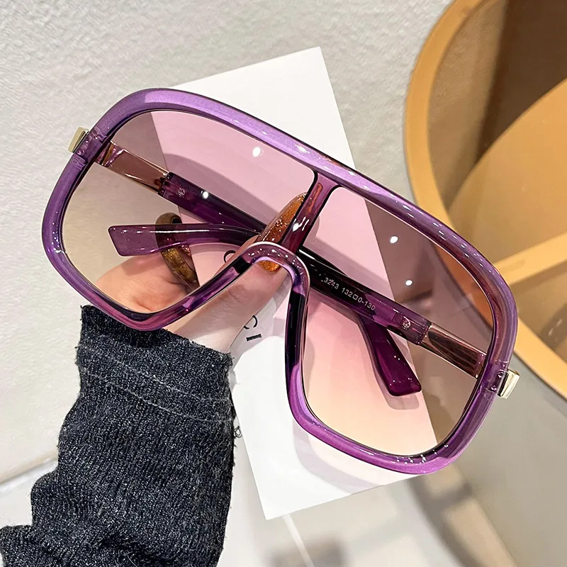 Fashion Large Frame PC Lens One-Piece Windproof Sunglasses