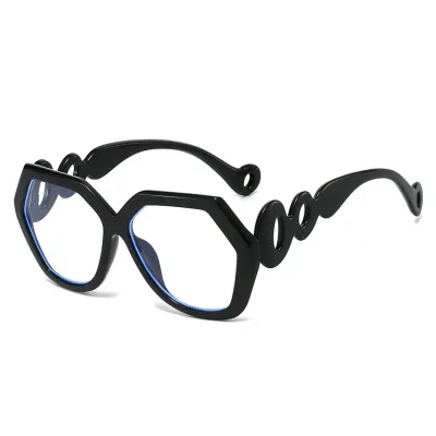Fashion Hexagon Chain Leg Hollow Anti-Blue Light Sunglasses