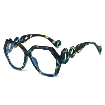 Fashion Hexagon Chain Leg Hollow Anti-Blue Light Sunglasses