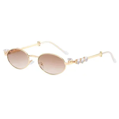 Women Fashion Metal Rhinestone Decoration Anti-Blue Light Sunglasses