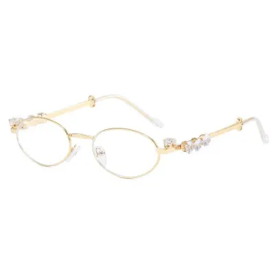 Women Fashion Metal Rhinestone Decoration Anti-Blue Light Sunglasses