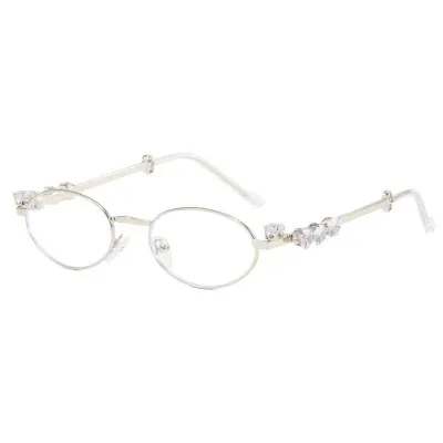 Women Fashion Metal Rhinestone Decoration Anti-Blue Light Sunglasses