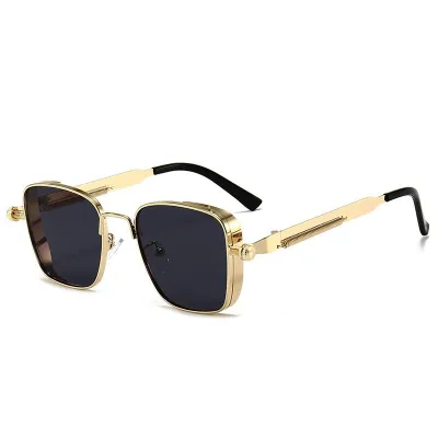 Fashion Retro Square-Frame Steampunk Metal Sunglasses