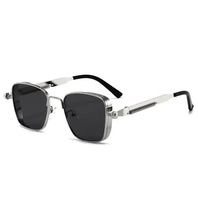 Fashion Retro Square-Frame Steampunk Metal Sunglasses