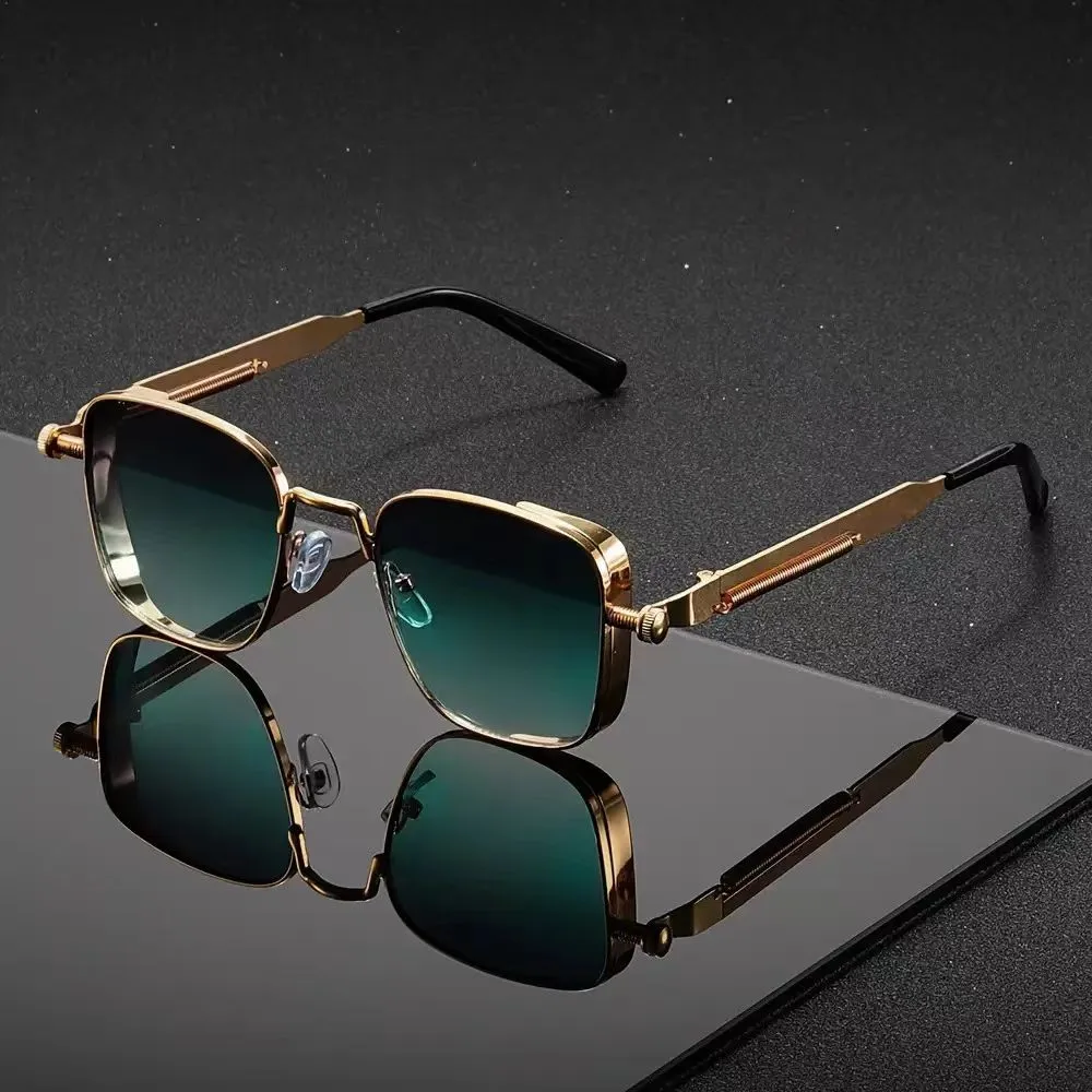 Fashion Retro Square-Frame Steampunk Metal Sunglasses