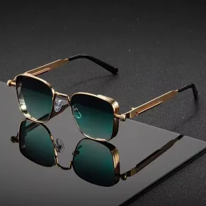 Fashion Retro Square-Frame Steampunk Metal Sunglasses