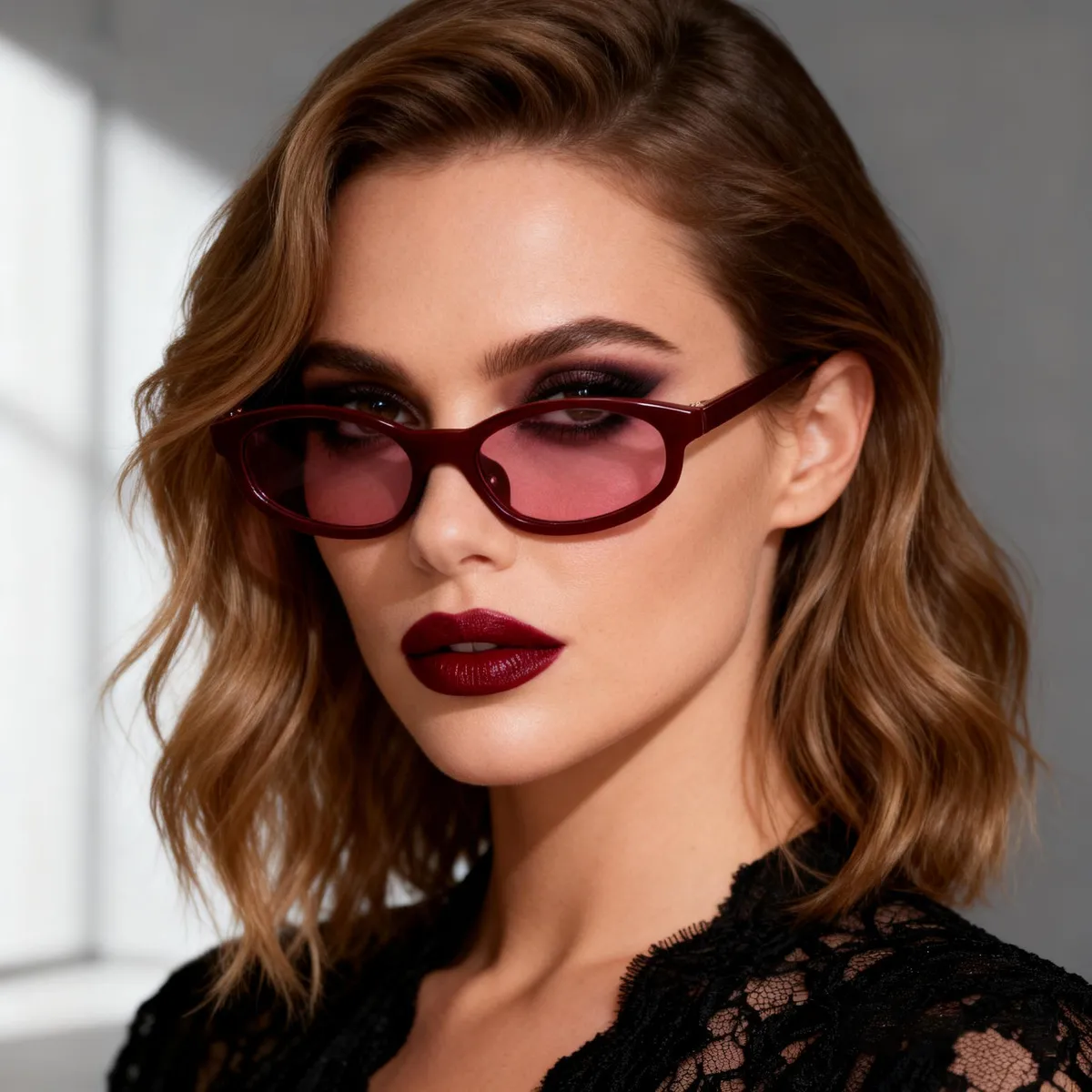 Women Fashion Simple Small Frame Sunglasses Oval PC