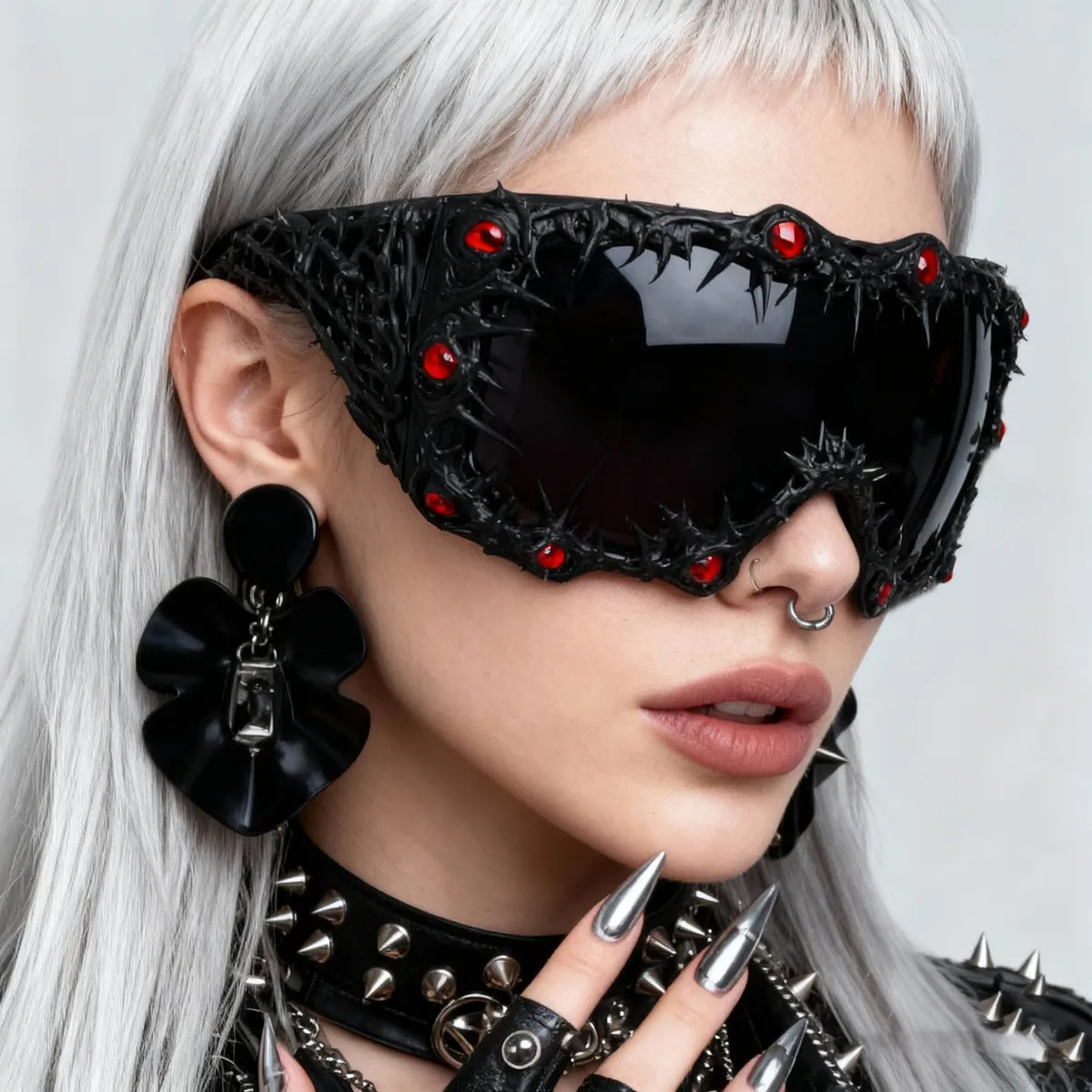 Women Fashion Dark Exaggerated Gothic Eyes Drip Glue Sunglasses