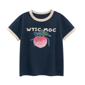 Girls Fashion Casual Summer Cartoon Print Short-Sleeve T-Shirt
