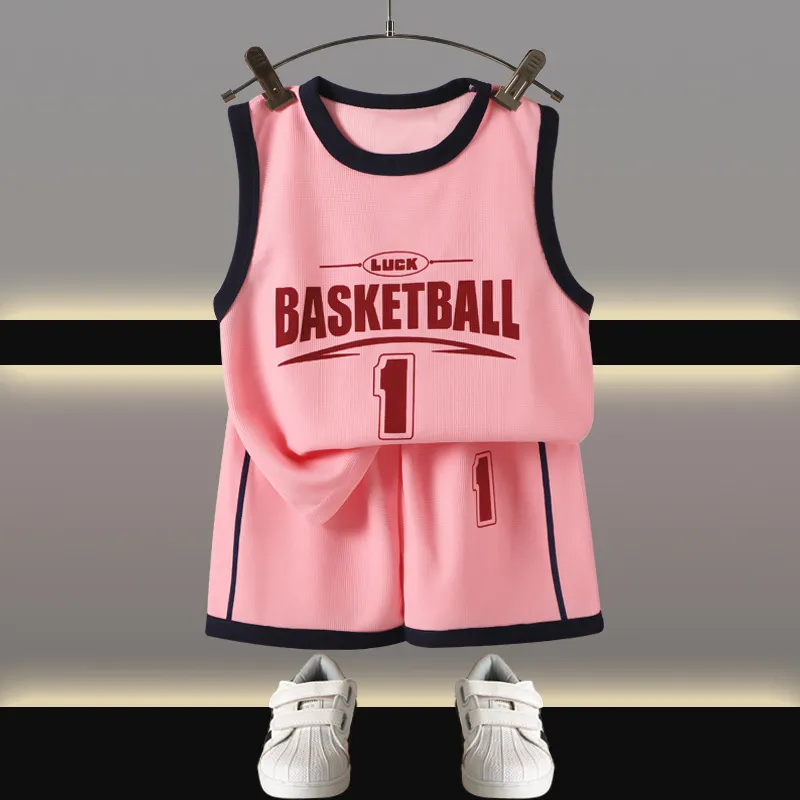 Kids Boys Girls Fashion Casual Summer Printed Vest Sleeveless Loose Shorts Two-Piece Set