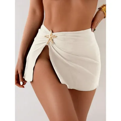 Women Fashion Solid Color Beach Swimwear Cover-Ups