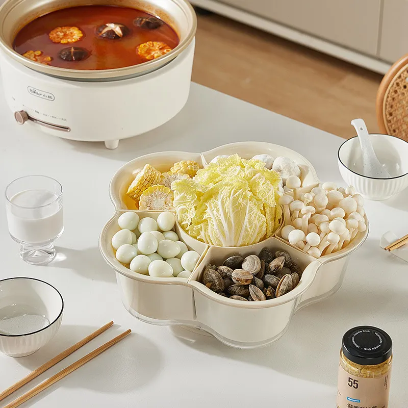 Fashion Simple Double-Layered Rotating Hotpot Platter Storage Tray PVC