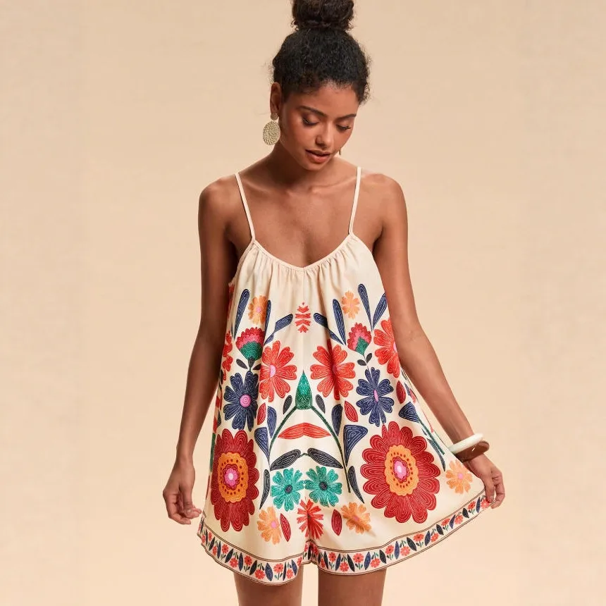Summer Vacation Women Casual Loose Floral Printed Rompers