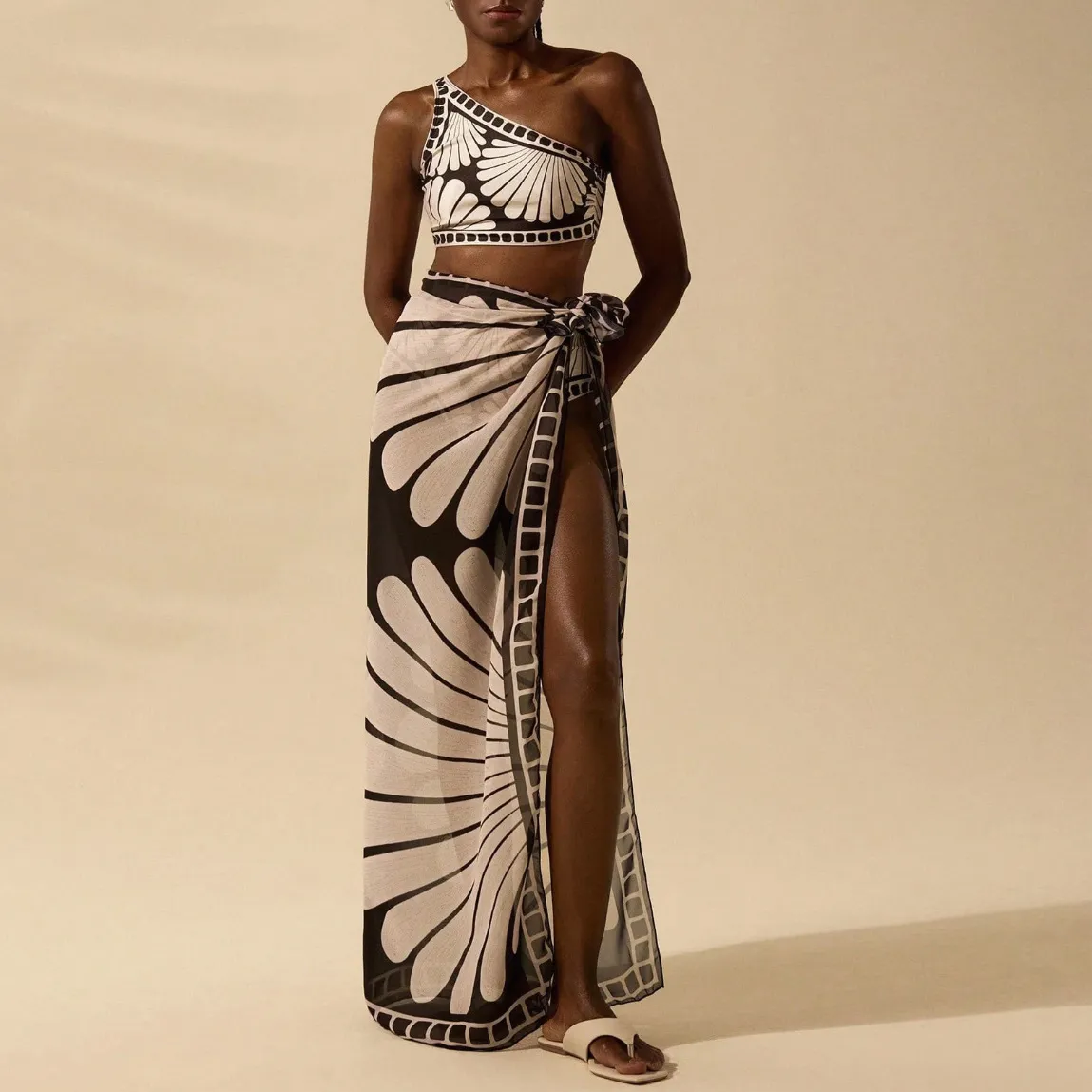 Bohemian Summer Vacation Womens Swimwear And Cover-Ups Swimsuit Three-Piece Set
