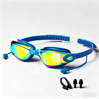 Fashion Hd Waterproof Anti-Fog Electroplated Swimming Goggles Nose Clip Earplugs Set