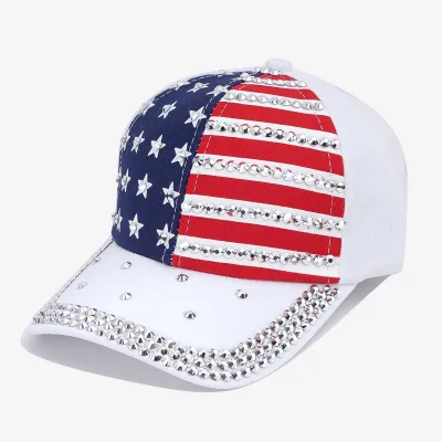 Fashion Casual America 250th Memorial Rhinestone Stars And Stripes Baseball Cap