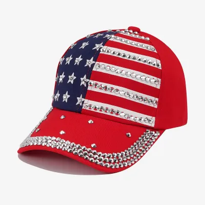 Fashion Casual America 250th Memorial Rhinestone Stars And Stripes Baseball Cap