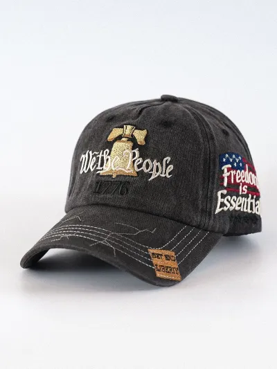 Fashion Casual Washed American Flag Embroidered Baseball Cap