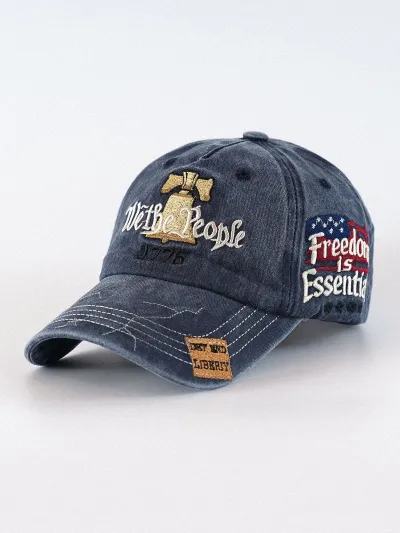 Fashion Casual Washed American Flag Embroidered Baseball Cap