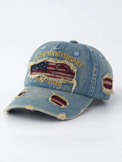 Fashion Retro Washed American Flag Embroidered Baseball Cap