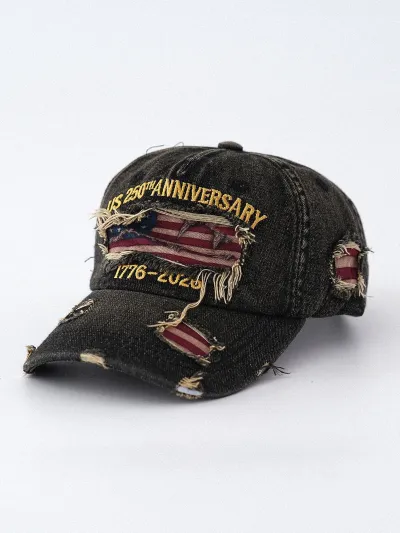 Fashion Retro Washed American Flag Embroidered Baseball Cap
