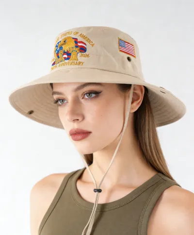 Fashion American 250 Week Memorial Embroidered Flag Bucket Hat