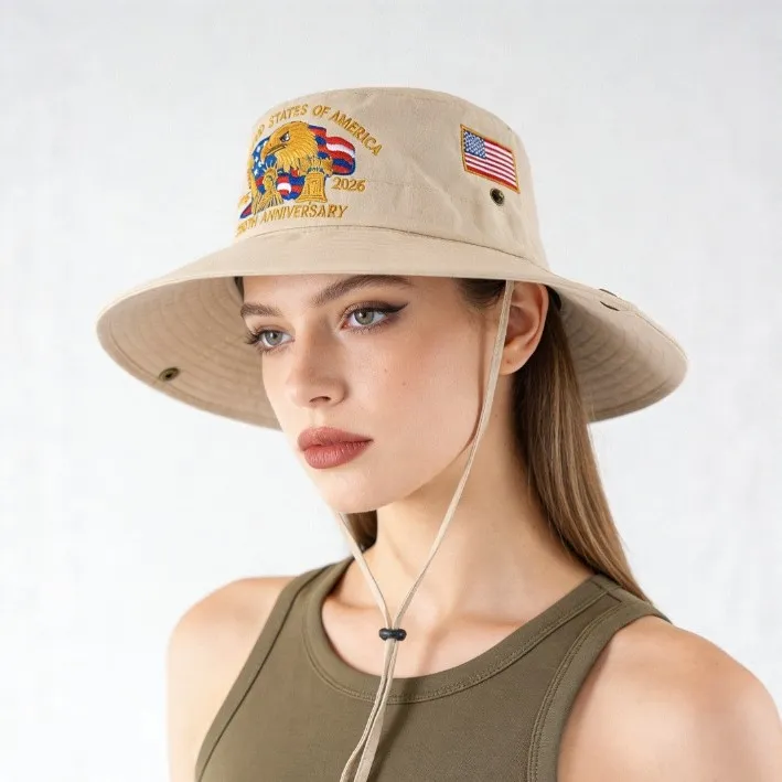 Fashion American 250 Week Memorial Embroidered Flag Bucket Hat