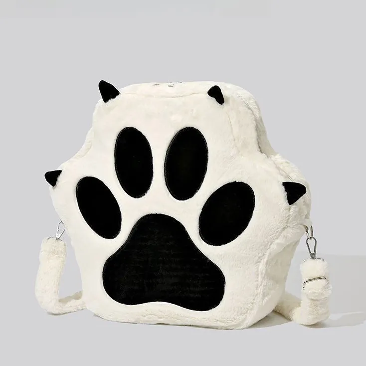Women Fashion Creative Cute Cat Claw-Shaped Plush Backpack
